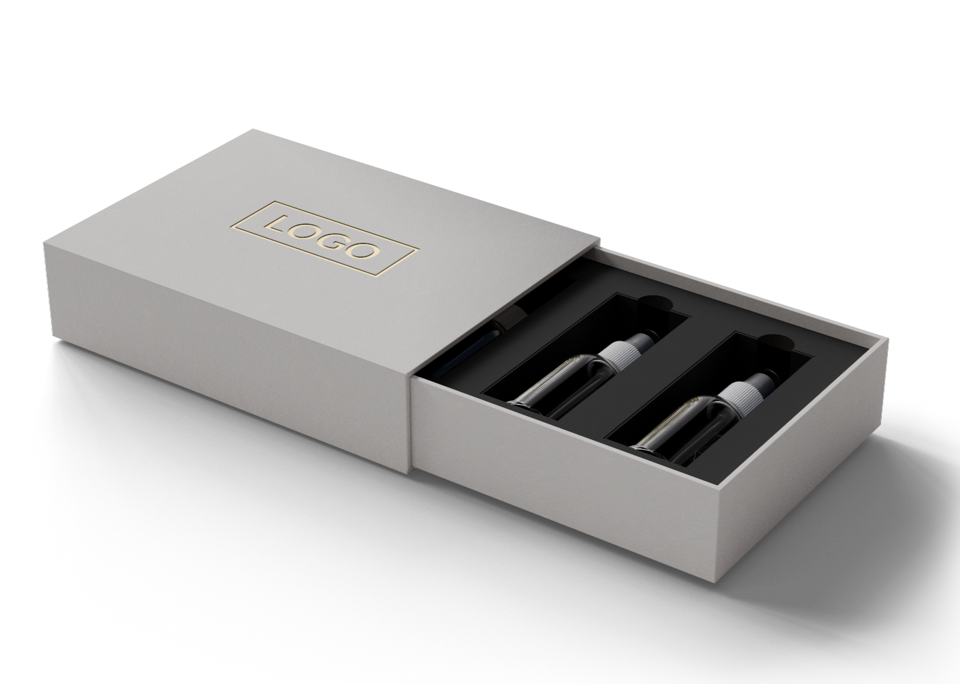 Verpackung mit eingelegtem Produkt und präziser Innenaufteilung