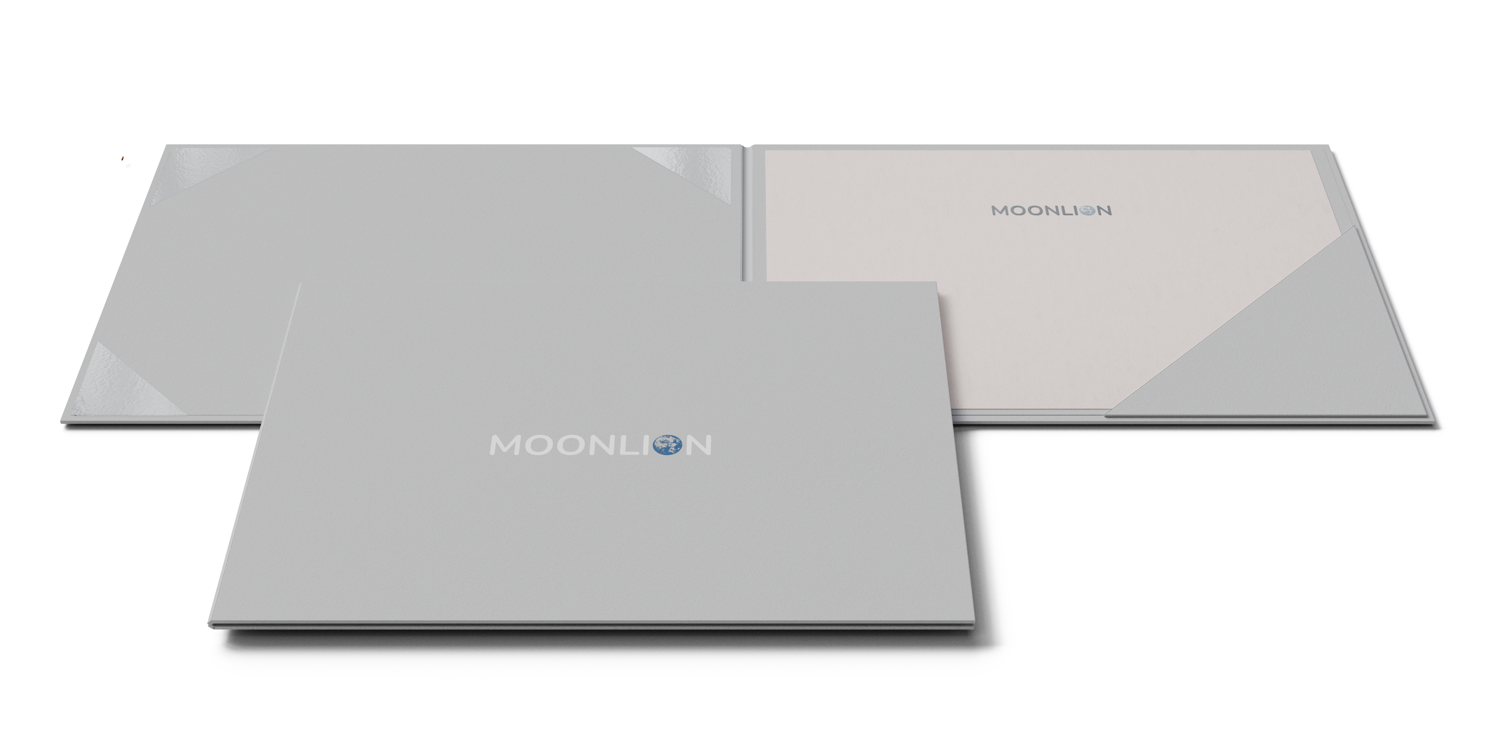 Präsentationsmappe im Querformat mit Eckfach. Beispiel für hochwertige Präsentationsmappen